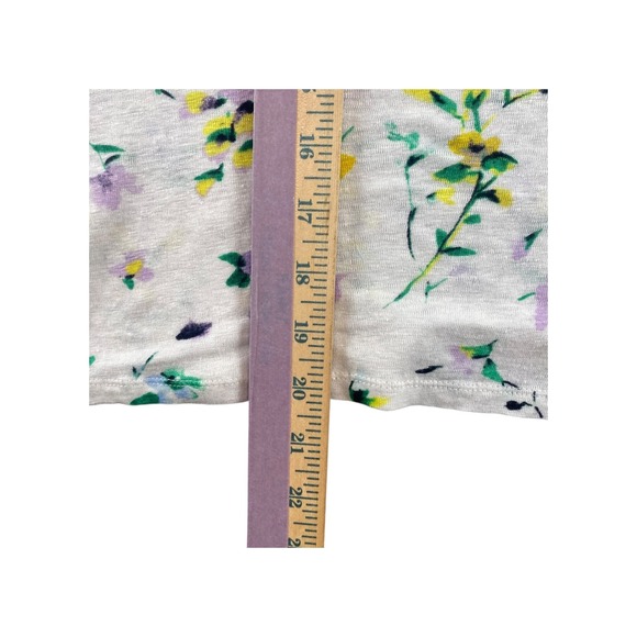 LOFT Linen Blend Floral Flutter Sleeve T Shirt Women's Size L - Picture 4 of 6
